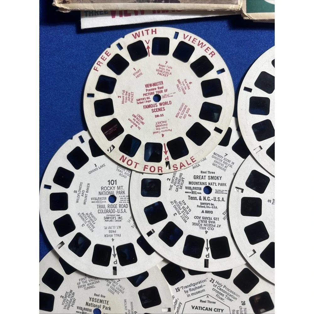 VIEW MASTER REELS A 361,GRAND CANYON Mesa Verde, Yellow Stone,Cambodia&more 19